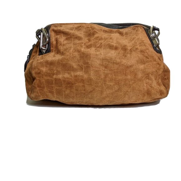 Innue Brown Suede Leather Carryall Hobo Oversized Bag Large Purse Lizard Print - Picture 3 of 11